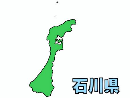 少しゆるい石川県地図 書き文字 石川県,石川,地図,中部地方,北陸地方,ゆるい,手描き,日本地図,線画,緑のイラスト素材