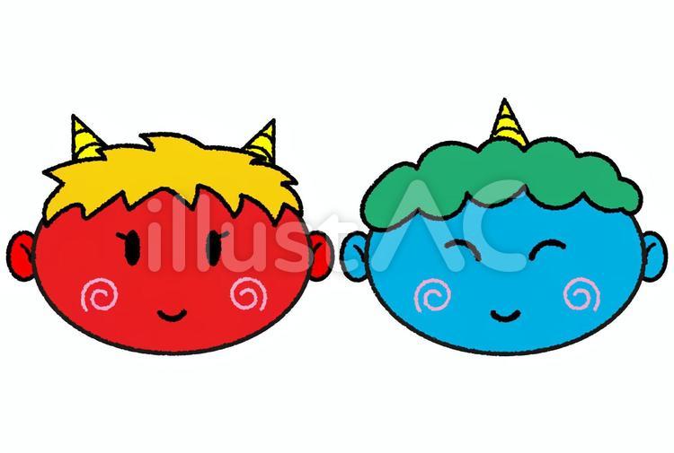節分８　赤鬼青鬼 節分,鬼,赤鬼のイラスト素材