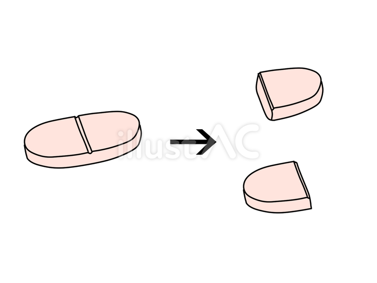 薬の錠剤を半分に割る 薬,錠剤,半分のイラスト素材