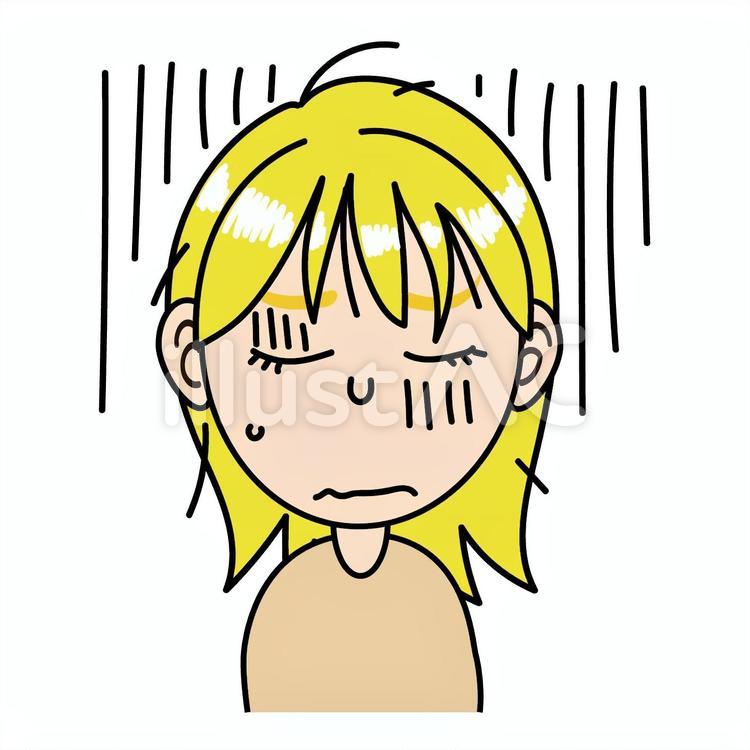 女の子_B落ち込んだ表情 女性,女の子,表情のイラスト素材