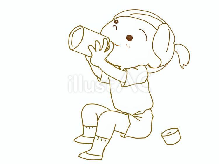 水分補給 子ども,幼稚園,保育園のイラスト素材