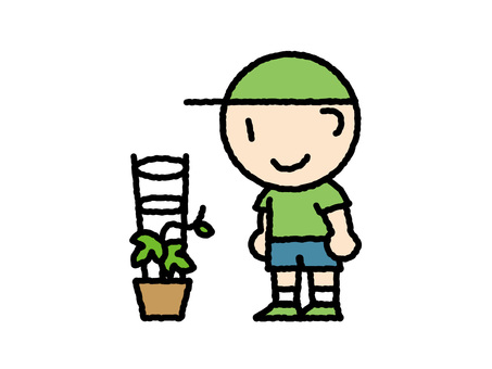 Boy and morning glory 1, , JPG, PNG and AI