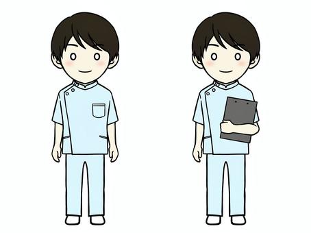 ケーシー白衣の男性 水色① ケーシー白衣の男性 水色① 男性,人物,医療従事者のイラスト素材