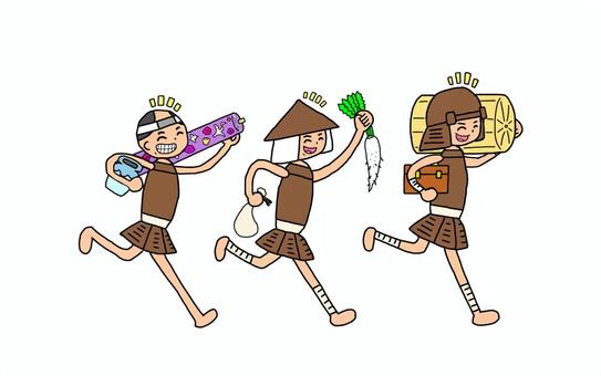 略奪した戦国の野武士たち 野武士,野伏,雑兵,侍,武士,武者,浪人,一揆衆,野盗,盗賊のイラスト素材