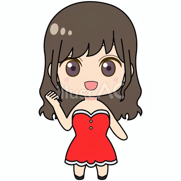 (ガッツ)サンタ服を着た女性/ロング 女の子,かわいい,人物のイラスト素材
