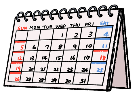 卓上カレンダー 卓上,カレンダー,リング,シンプル,手描きのイラスト素材