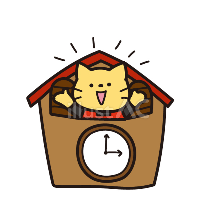 6月の動物おたより（時の記念日 ネコ、時計） 6月,おたより,ネコのイラスト素材