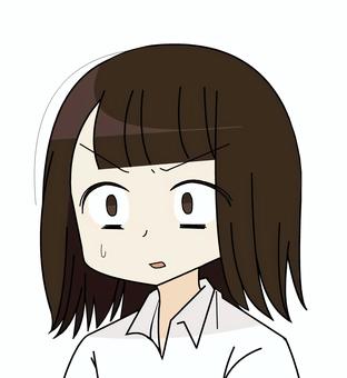 唖然とする女性 人物,唖然,驚く,ビックリ,呆然,茶髪,冷や汗,外ハネボブ,あんぐり,可愛いのイラスト素材