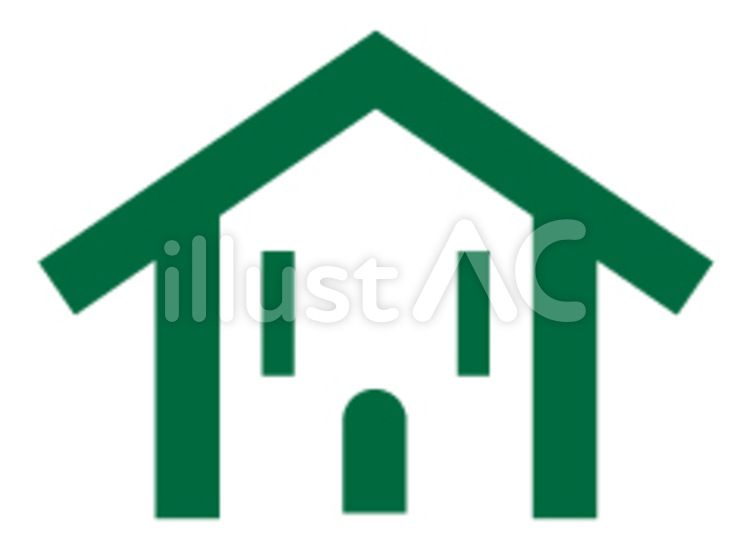 住宅スマイルマーク緑 住まい,家,建物のイラスト素材
