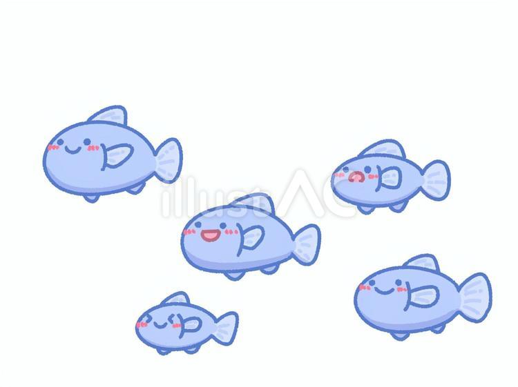 さかなの群れ　青 海,魚,魚類のイラスト素材