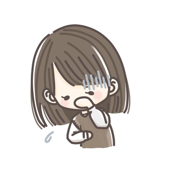 気分が悪い女性 吐き気,気持ちが悪い,体調不良,汗,かわいい,風邪,つわり,元気がない,病気,女性のイラスト素材