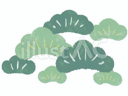 ちぎり絵風の松、背景なし、デフォルメ