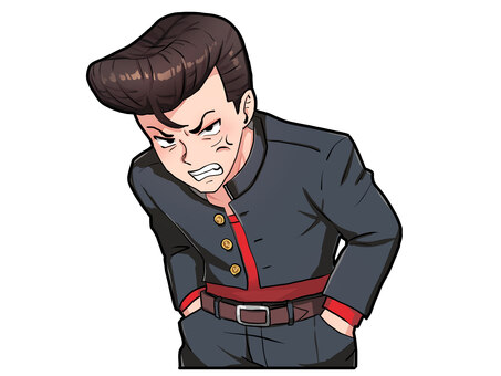 睨むヤンキー 睨む,ヤンキー,不良,高校生,短ラン,メンチ,喧嘩,リーゼント,昭和のイラスト素材