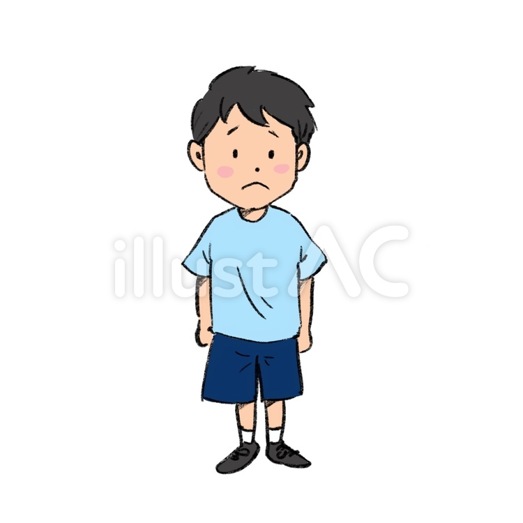 小学生の男の子　悲しい 小学生,男の子,全身のイラスト素材