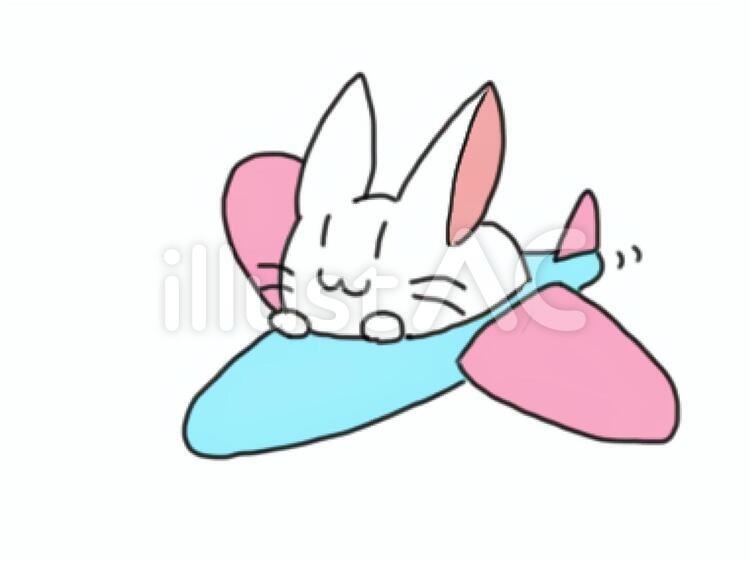 マシュマロみたいなうさぎと飛行機 うさぎ,動物,白うさぎのイラスト素材
