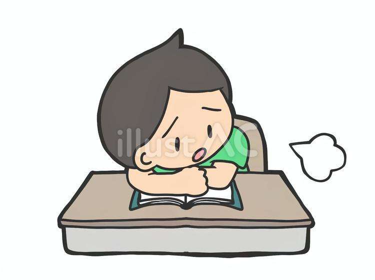 疲れている男の子 小学生,子ども,学校のイラスト素材