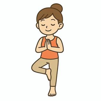 立ち木のポーズの女の子