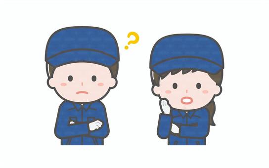 ミニ_2人_消防団員の男女04 男性,女性,大人,職業,仕事,消防団,消防,救助,水防団,災害のイラスト素材