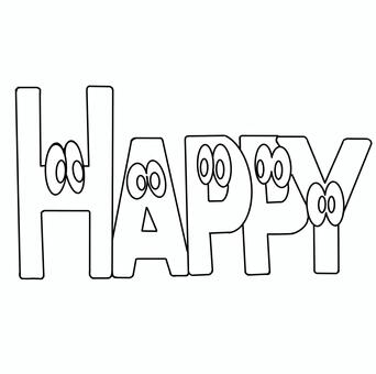  happy線画 文字,アルファベット,線画,ライン,目のイラスト素材