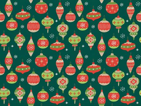 クリスマスオーナメントのシームレス背景緑 クリスマス,オーナメント,飾り,シームレス,赤,繰り返し,リピート,緑,レッド,グリーンのイラスト素材