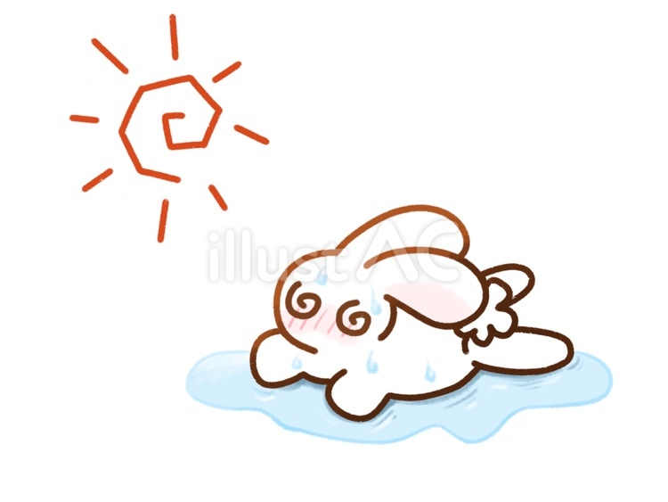 汗だくで倒れるウサギ～ぐるぐる目～ ぐるぐる目,ウサギ,汗だくのイラスト素材