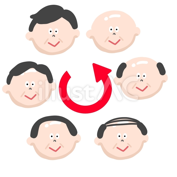 男性薄毛の進行 男性,人物,顔のイラスト素材