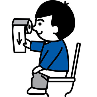 トイレットペーパーを使う トイレ動作 トイレ,トイレ動作,子ども,男の子,生活動作,生活習慣,手順,生活,幼児,保育のイラスト素材