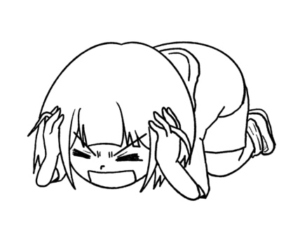 沮喪的女孩(畫線), JPG 和 PNG 沮喪的女孩(畫線), 陷入, 女孩, 小學生, JPG 和 PNG