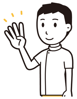  理学療法士男(黄)-326-バスト 数字,理学療法士,整体師,白衣,医療,病院,柔道整復師,カイロプラクティック,鍼灸師,マッサージ師のイラスト素材