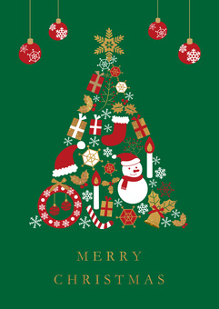 クリスマスツリー4208 クリスマス,クリスマスツリー,グリーン,リース,雪の結晶,クリスマスカード,背景,冬,ポストカード,イブのイラスト素材