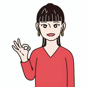【アイコン用画像】女性_グッドサイン_5 表情,感情,笑顔,笑う,朗らか,明るい,楽しい,嬉しい,ニコニコ,ニッコリのイラスト素材