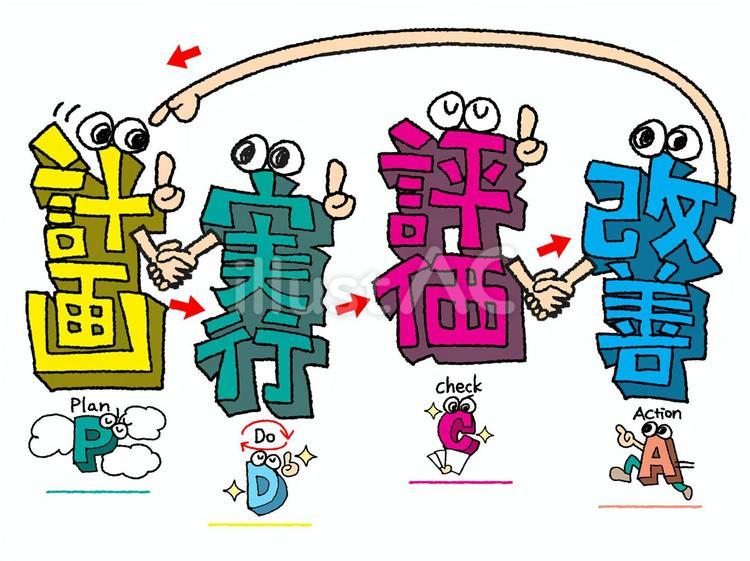 PDCAサイクル PDCAサイクル 計画,実行,評価のイラスト素材