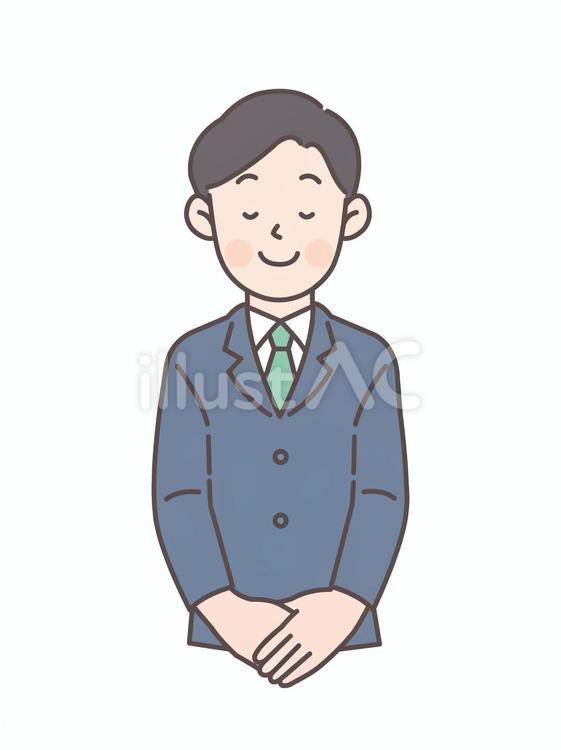 お辞儀をするビジネスマン2 人物,かわいい,ビジネスのイラスト素材