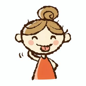 舌を出して照れ隠しする若い女性