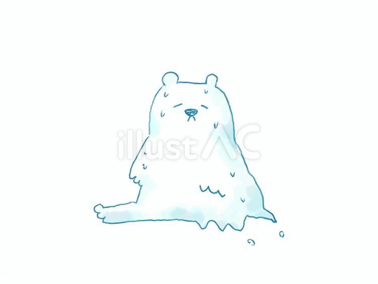 暑さで溶けているシロクマ シロクマ,溶ける,暑いのイラスト素材