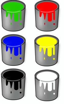 ペンキ缶　イラスト ペンキ缶,イメージ,緑,青,黄色,黒,白,塗装,塗料,イラストのイラスト素材
