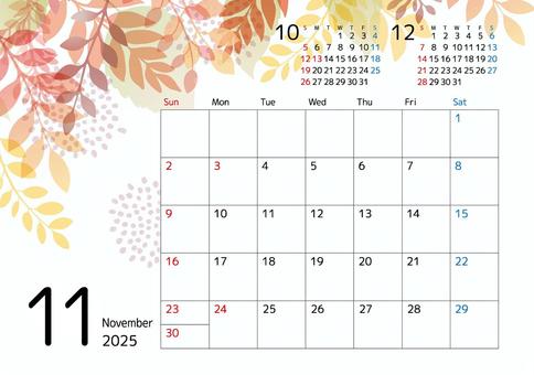 2025年11月カレンダー 紅葉 2025年11月カレンダー 紅葉 カレンダー,11月,2025,スケジュール,月間,前月,次月,余白,シンプル,イラストのイラスト素材