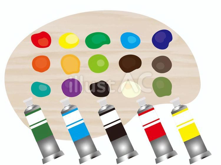 絵の具 画材,パレット,絵の具のイラスト素材