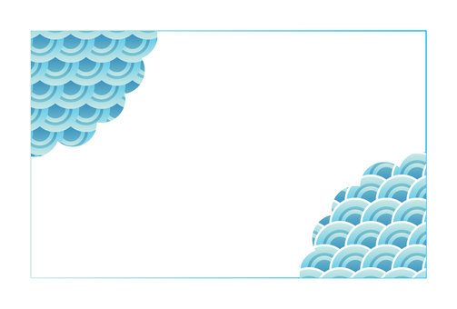 青海波風パターンのフレーム　水色 青海波風,波,フレーム,和,水色,グラデーションのイラスト素材