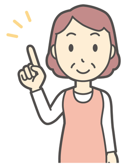  エプロンおばちゃん-126-バスト 指差し,笑顔,おばちゃん,エプロン,お母さん,ママ,中年,おばさん,主婦,人物のイラスト素材