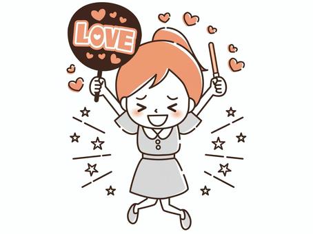 うちわとペンライトで応援する推し活女子2 推し活,女子,応援,うちわ,オタ活,推しごと,大好き,愛,かわいい,ときめきのイラスト素材
