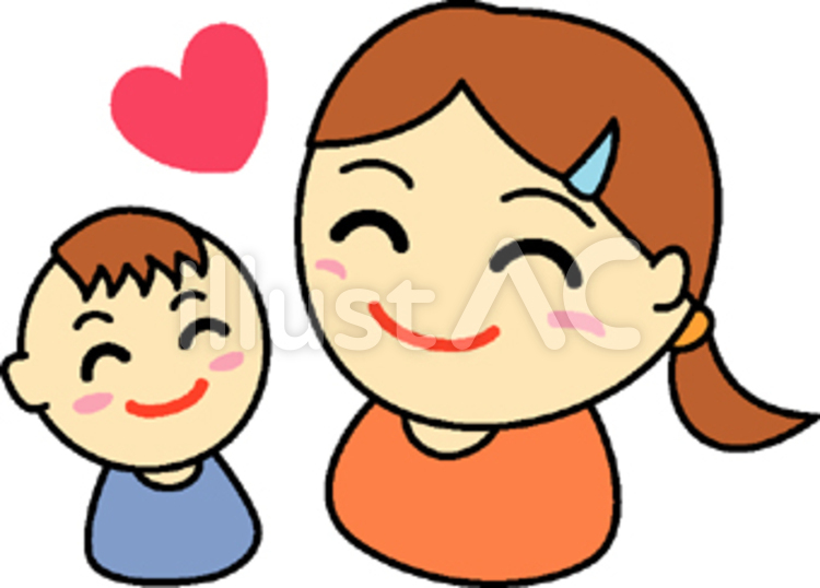 母と子 二人,母子,一緒のイラスト素材