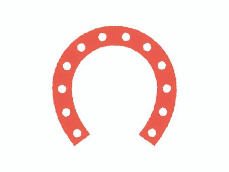 ラフな蹄鉄アイコン/赤 アイコン,蹄鉄,フレーム,年賀状,年賀状素材,ベタ塗り,かわいい,馬,午年,うま年のイラスト素材