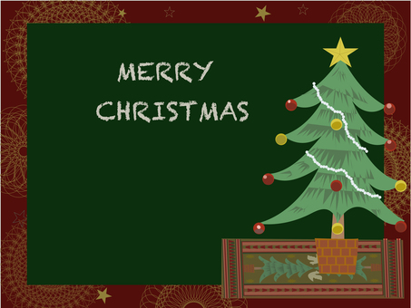 クリスマスカード クリスマス,ツリー,星,ポストカード,絨毯,オシャレ,冬,12月,無料,フレームのイラスト素材
