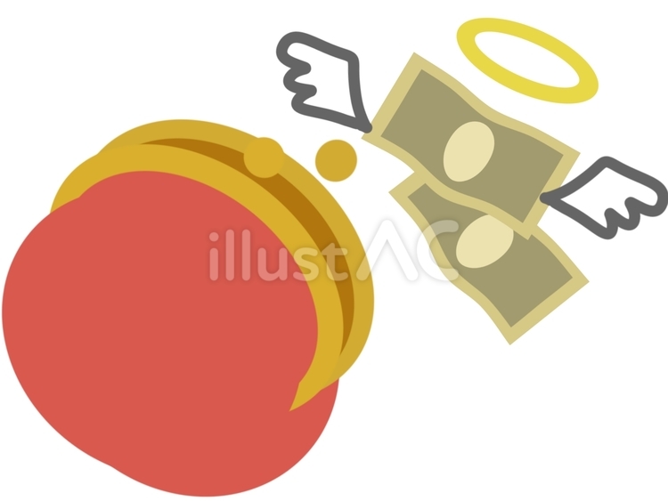 財布の口が開く　お金が出ていく 財布,がま口,和風のイラスト素材