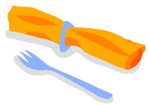 Illustration, napkin, fork, meal, 