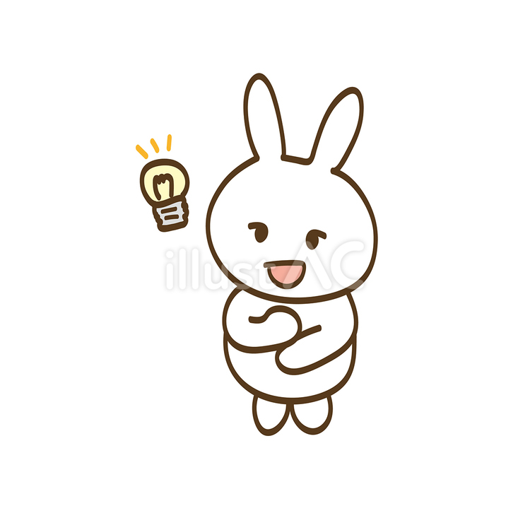 ひらめき白うさ ひらめく,思いつく,思い出すのイラスト素材