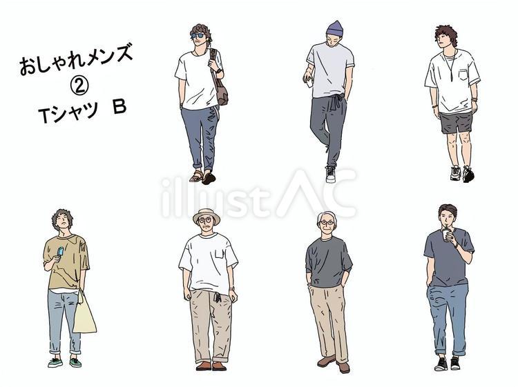 おしゃれメンズ②　ｔシャツＢ おしゃれ,メンズ,人物のイラスト素材