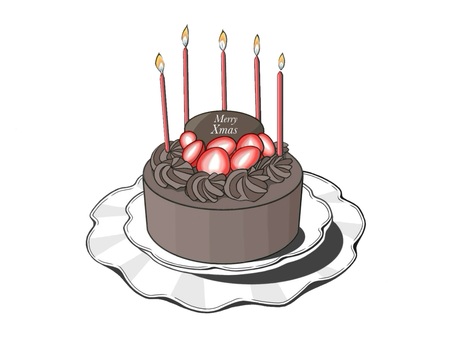 チョコレートのクリスマスケーキ チョコレート,ケーキ,スイーツ,ストロベリー,苺,甘い,お菓子,美味しい,食べ物,デザートのイラスト素材