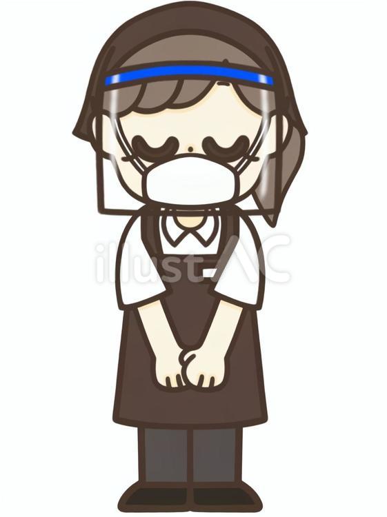 お辞儀をする女性店員 女性,店員,スタッフのイラスト素材